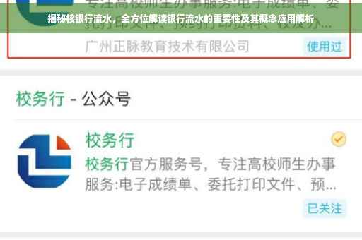 揭秘核银行流水，全方位解读银行流水的重要性及其概念应用解析