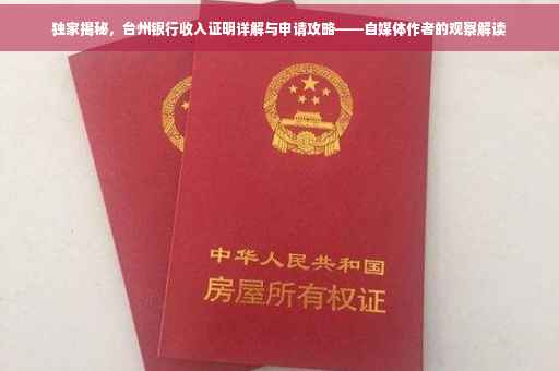 独家揭秘，台州银行收入证明详解与申请攻略——自媒体作者的观察解读