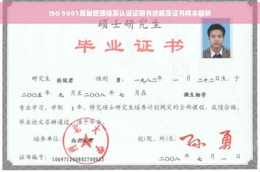 ISO 9001质量管理体系认证证明书详解及证书样本解析