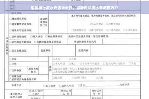 解读银行流水自体重要性，掌握自助流水查询技巧??