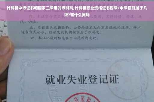 计算机中级证书和国家二级谁的级别高,计算机职业资格证书四级/中级技能属于几级?有什么用吗