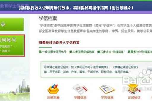 揭秘银行收入证明背后的故事，真相揭秘与操作指南（附公章图片）