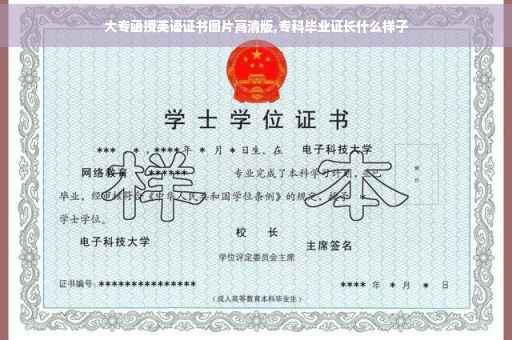 大专函授英语证书图片高清版,专科毕业证长什么样子