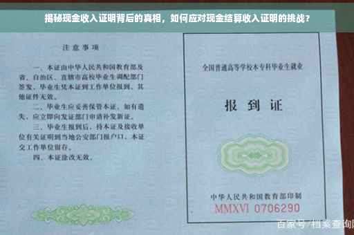 揭秘现金收入证明背后的真相，如何应对现金结算收入证明的挑战？