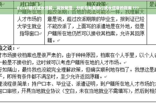 Excel银行流水详解，高效整理、分析与利用银行流水信息的指南 ???