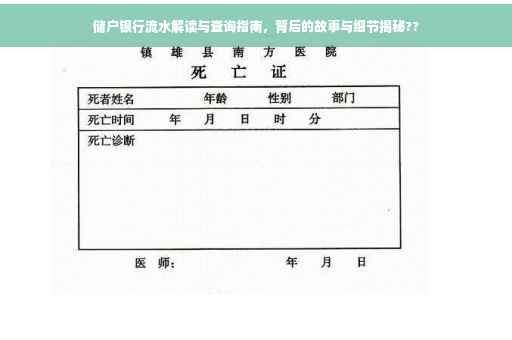 储户银行流水解读与查询指南，背后的故事与细节揭秘??