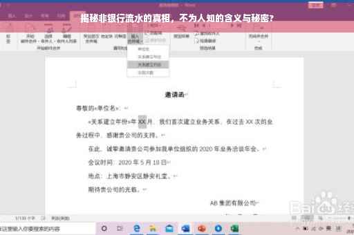 揭秘非银行流水的真相，不为人知的含义与秘密?