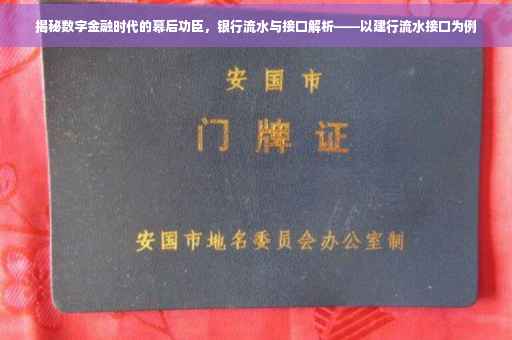 揭秘数字金融时代的幕后功臣，银行流水与接口解析——以建行流水接口为例
