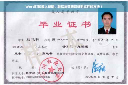 Word打印收入证明，轻松高效获取证明文件的方法 ?