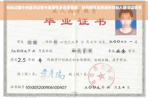 投标过程中的廉洁证明书重要性及应用策略，如何撰写高质量的投标人廉洁证明书？