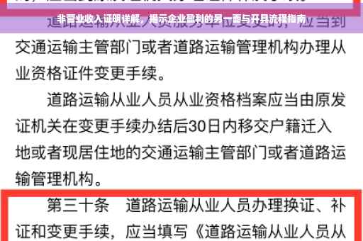 非营业收入证明详解，揭示企业盈利的另一面与开具流程指南
