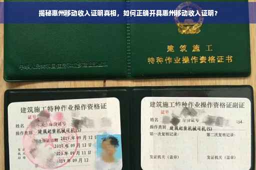 揭秘惠州移动收入证明真相，如何正确开具惠州移动收入证明？