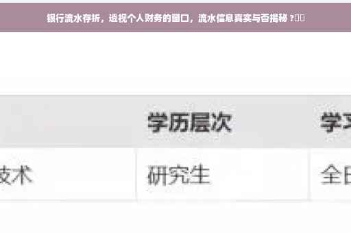 银行流水存折，透视个人财务的窗口，流水信息真实与否揭秘 ?⚡️