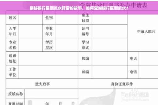 揭秘银行巨额流水背后的故事，如何查询银行巨额流水？