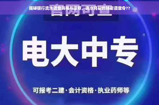 揭秘银行流水调查真相与深意，流水背后的秘密调查令??