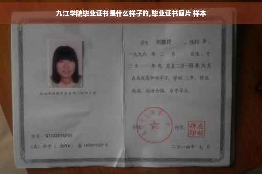 九江学院毕业证书是什么样子的,毕业证书图片 样本