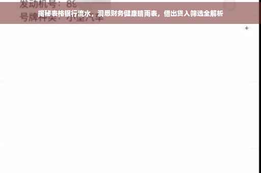 揭秘表格银行流水，洞悉财务健康晴雨表，借出贷入筛选全解析