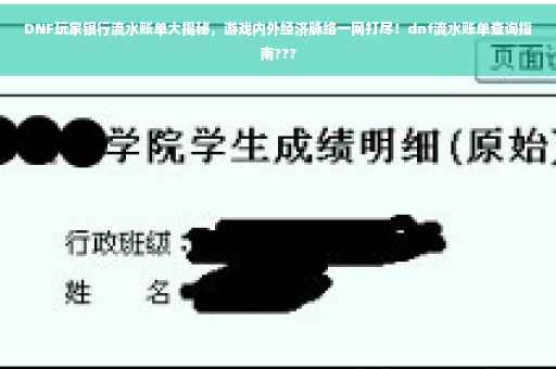 DNF玩家银行流水账单大揭秘，游戏内外经济脉络一网打尽！dnf流水账单查询指南???