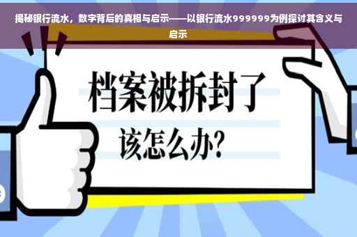 揭秘银行流水，数字背后的真相与启示——以银行流水999999为例探讨其含义与启示