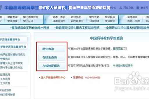 煤矿收入证明书，揭示产业真实面貌的指南