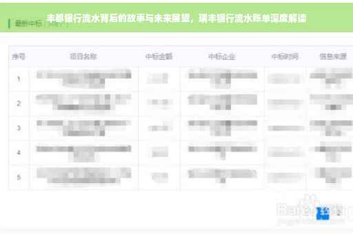 丰都银行流水背后的故事与未来展望，瑞丰银行流水账单深度解读
