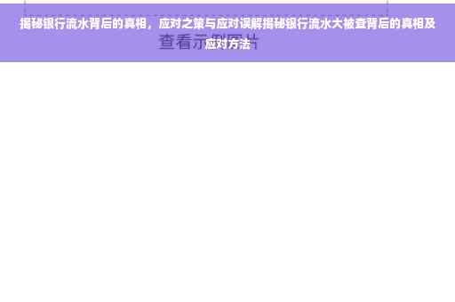 揭秘银行流水背后的真相，应对之策与应对误解揭秘银行流水大被查背后的真相及应对方法