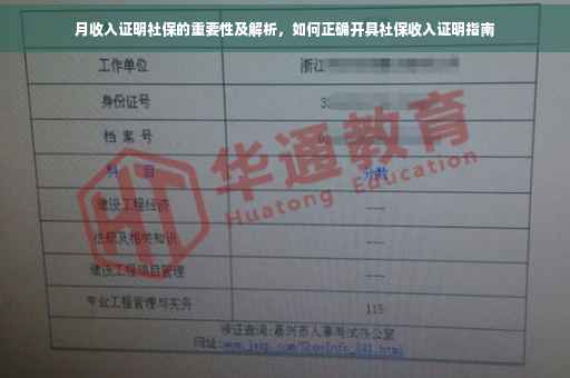 月收入证明社保的重要性及解析，如何正确开具社保收入证明指南