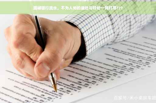 揭秘银行流水，不为人知的益处与好处一网打尽???