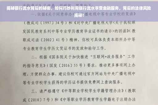 揭秘银行流水背后的秘密，如何巧妙利用银行流水享受金融服务，背后的法律风险揭秘！