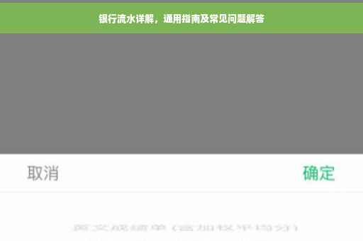 银行流水详解，通用指南及常见问题解答