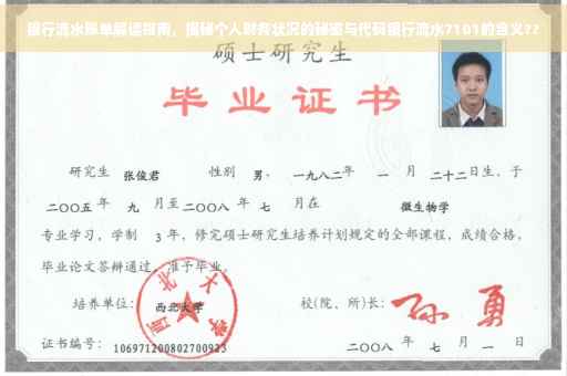 银行流水账单解读指南，揭秘个人财务状况的秘密与代码银行流水7101的含义??