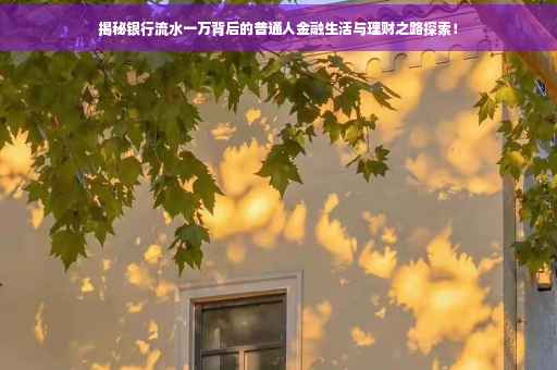 揭秘银行流水一万背后的普通人金融生活与理财之路探索！