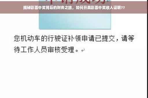 揭秘彩票中奖背后的财务之旅，如何开具彩票中奖收入证明??