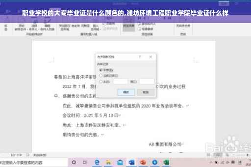 职业学校的大专毕业证是什么颜色的,潍坊环境工程职业学院毕业证什么样