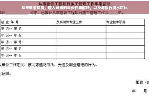 房贷申请指南，收入证明的重要性与解析，以及与银行流水对比