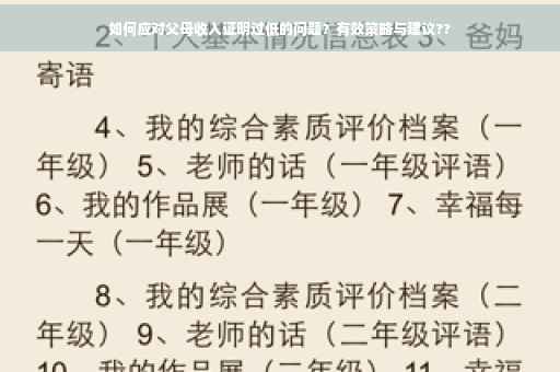 如何应对父母收入证明过低的问题？有效策略与建议??