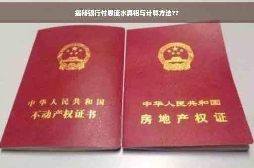 揭秘银行付息流水真相与计算方法??