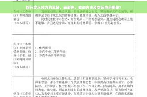 银行流水效力的奥秘，重要性、查询方法及实际应用揭秘?