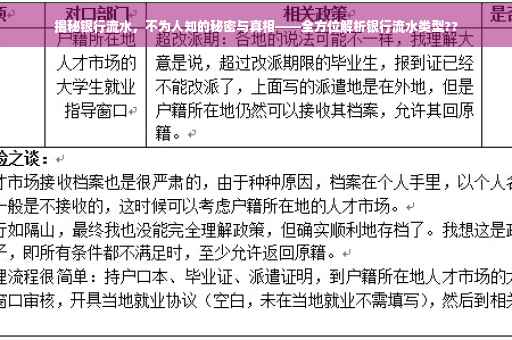 揭秘银行流水，不为人知的秘密与真相——全方位解析银行流水类型??