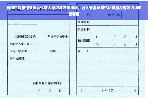 揭秘自媒体作者多元化收入渠道与沟通秘籍，收入来源证明电话详解及有效沟通的重要性