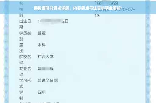 课税证明书要求详解，内容要点与注意事项全解析！