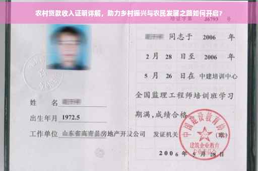 农村贷款收入证明详解，助力乡村振兴与农民发展之路如何开启？