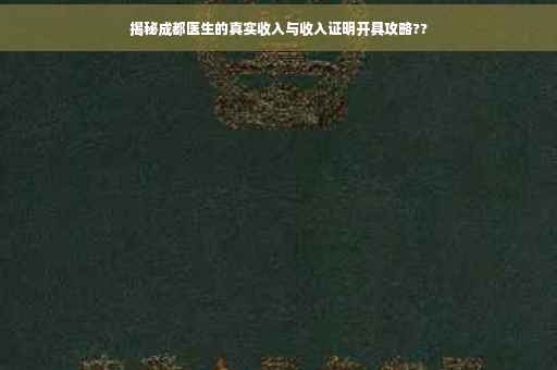 揭秘成都医生的真实收入与收入证明开具攻略??