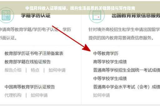 中信月均收入证明揭秘，提升生活品质的关键路径与写作指南