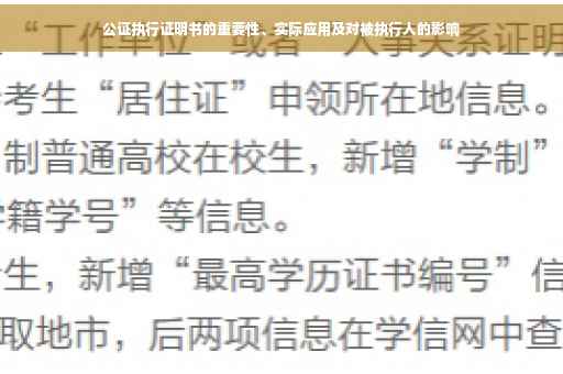 公证执行证明书的重要性、实际应用及对被执行人的影响