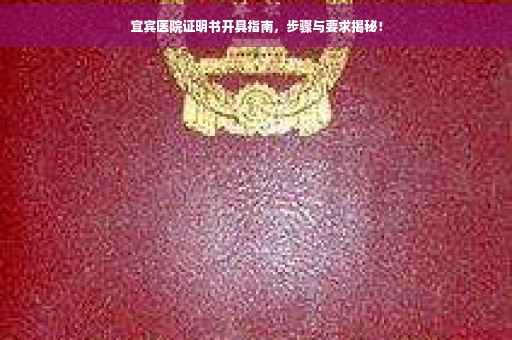 宜宾医院证明书开具指南，步骤与要求揭秘！