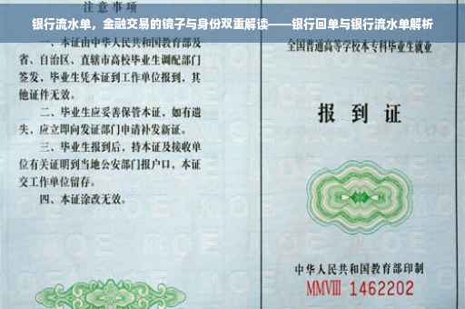 银行流水单，金融交易的镜子与身份双重解读——银行回单与银行流水单解析