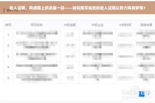 收入证明，购房路上的关键一环——如何撰写有效的收入证明以助力购房梦想？