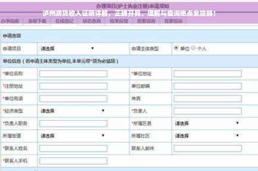 泸州房贷收入证明详解，正确开具、理解与查询地点全攻略！