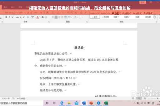 揭秘无收入证明标准的真相与挑战，范文解析与深度剖析